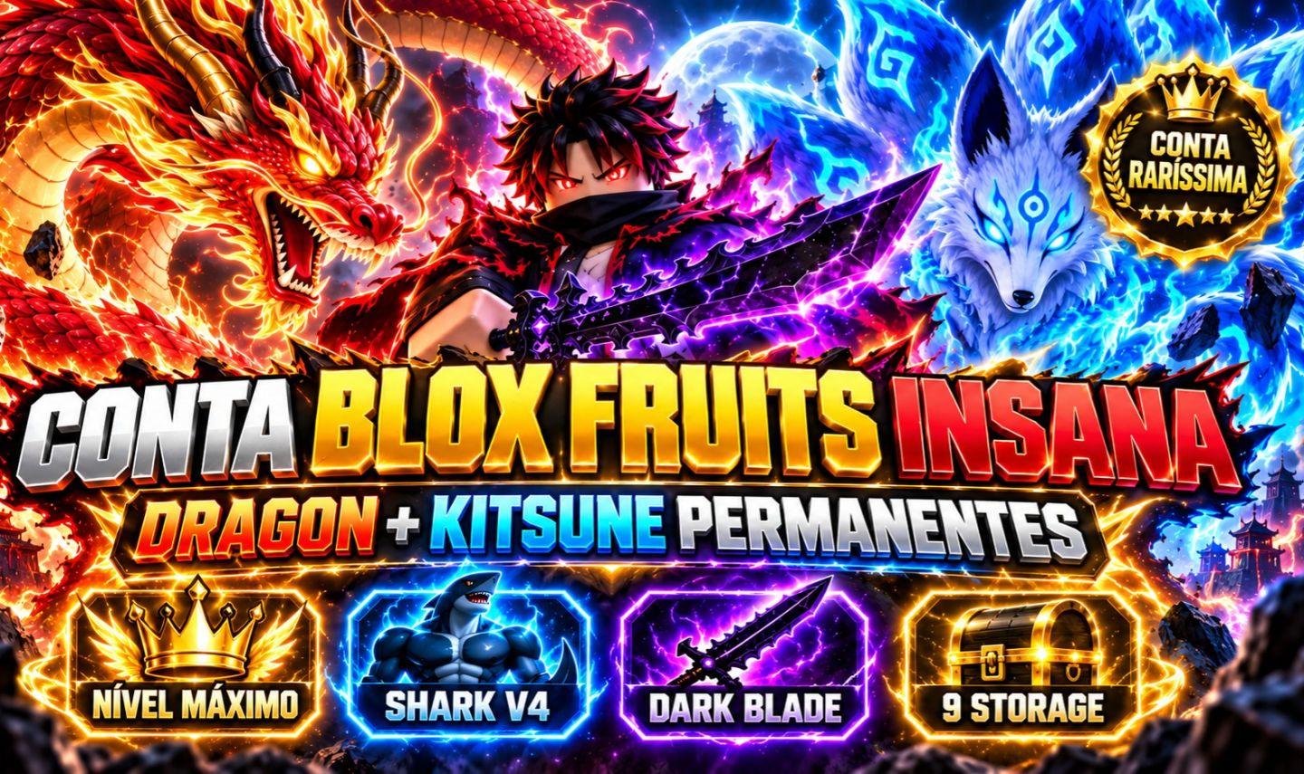 BLOX FRUITS MAX | DRAGON + KITSUNE PERM | SHARK V4 | DARK BLADE |9 STORAGE
