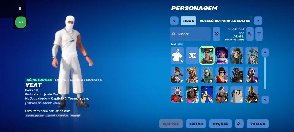 CONTA FORTINITE COM SKIN YEAT| SKINS PASSE | ELEMENTAL KLIMBO
