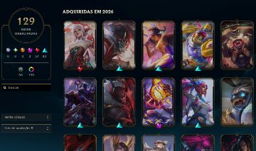 Conta com 6 anos de vida, 129 skins, todos os campeos, 136 cromas