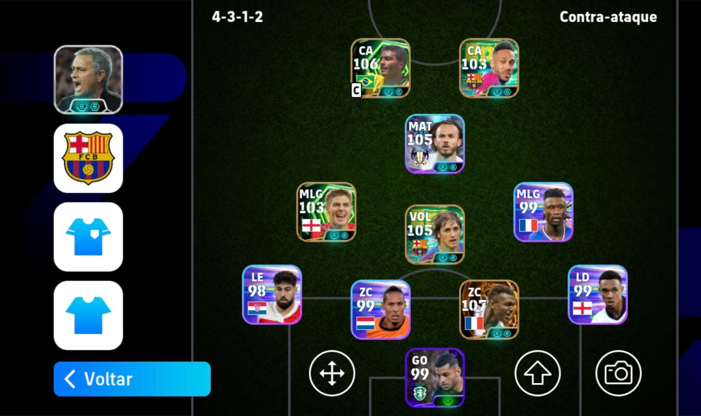 Conta eFootball Mobile Romário, James Maddison, Desailly e Edmilson