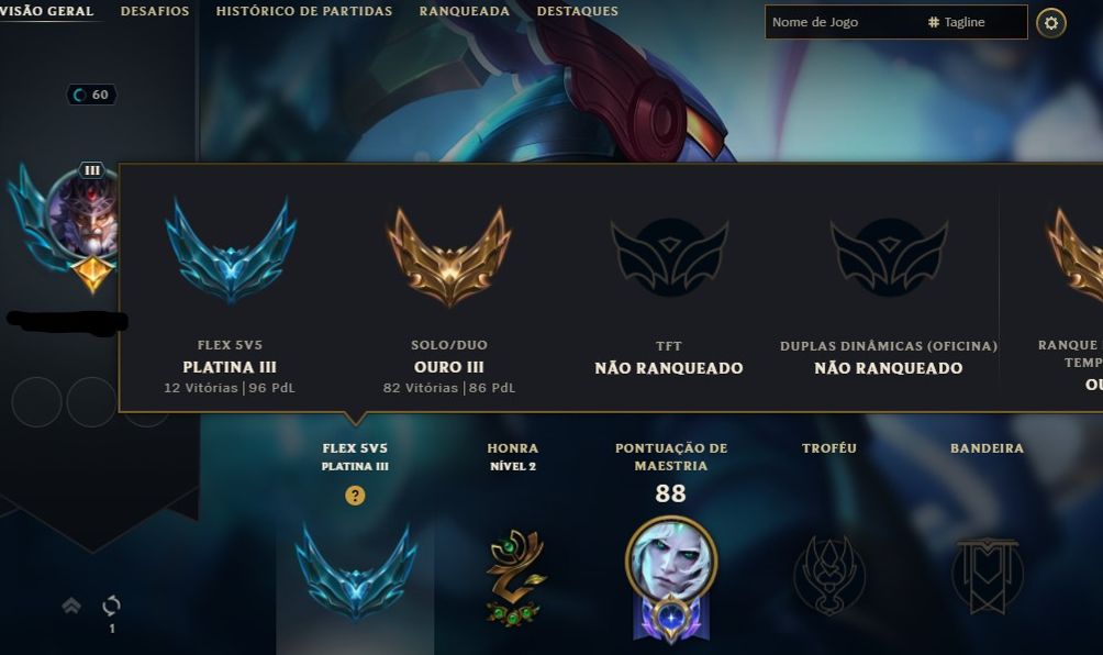 CONTA LOL OURO III 11 SKINS (COM TRYNDAMERE E KOG'MAW VITORIOSO + CROMAS)