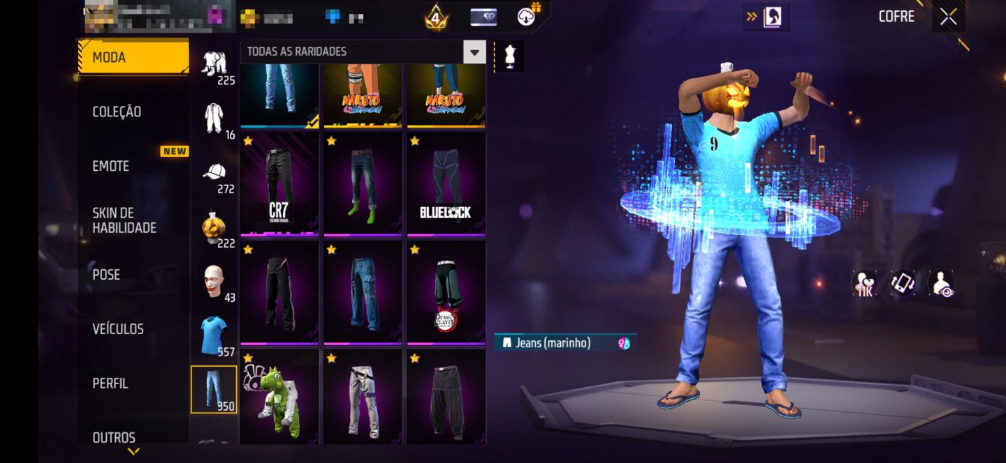 Conta level 75 com UMP Atributada e mais de 1000 roupas
