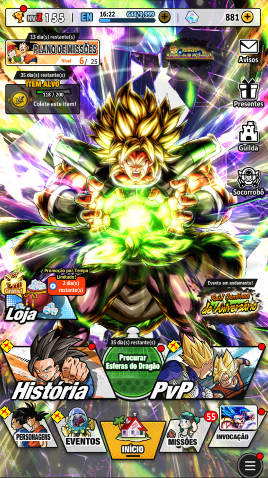 DRAGON BALL LEGENDS LR BROLY 8 ESTRELAS UL SUPER VEGETO + LFS