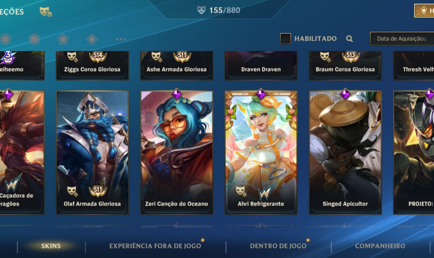 CONTA WILD RIFT | 155 SKINS | GRÃO-MESTRE 2X | NÍVEL 118