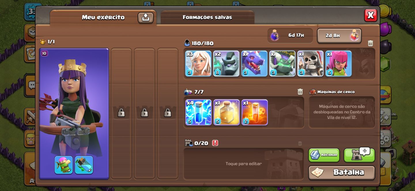 Conta guest (convidado) Clash of clans cv8 no início