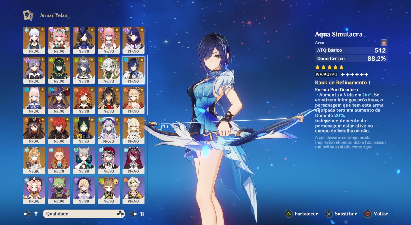 (PROMOÇÃO) CONTA GENSHIN 43 CHAR 5 STAR | 31 ARMASS | AR 60 IMPERDÍVEL