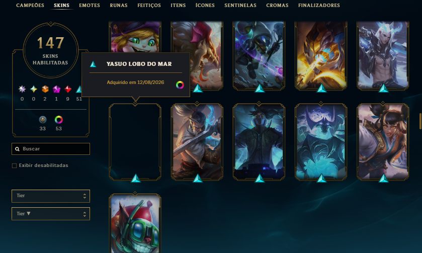 CONTA NIVEL 292 / 147 SKINS / MF EXOCÓSMICA/ 9 LENDÁRIAS/ 51 ÉPICAS /TODOS CHAMP