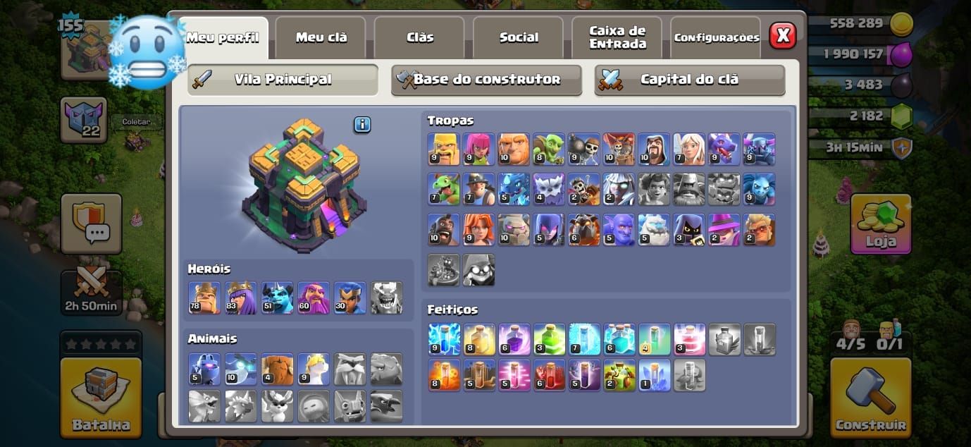 CONTA COC + CV14 FULL + BASE DO CONTRUTOR FULL + NIVEL 155 + SUPERCELL ID