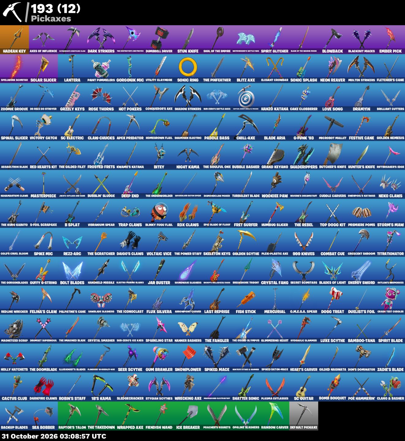 CONTA FORTNITE À VENDA | 136 SKINS + 193 PICARETAS!