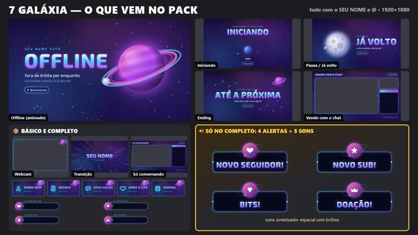 Overlay Twitch e Kick Animado com Seu Nome ou Tema Exclusivo | Alertas + Sons