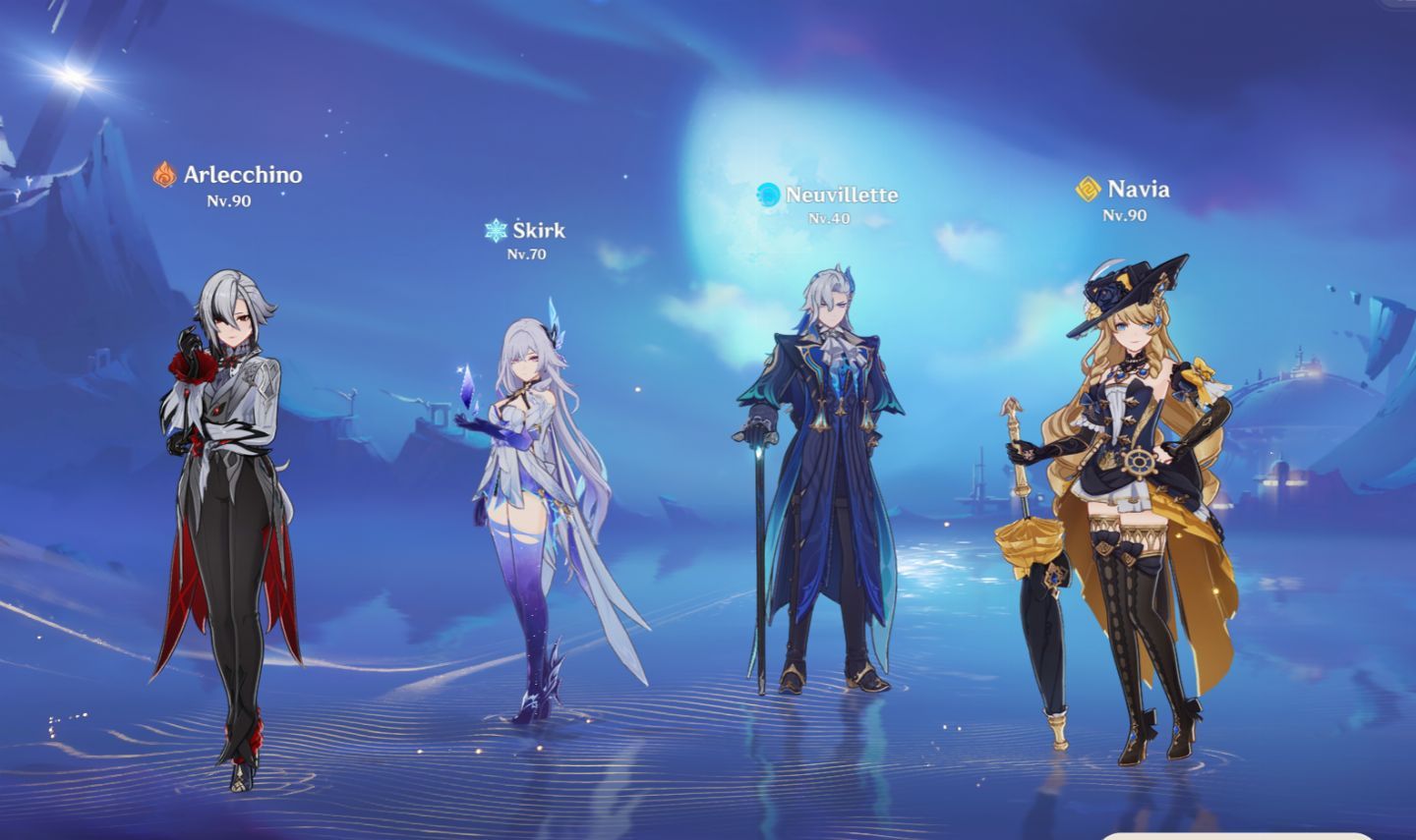 31CHARS 5 ESTRELAS, RAIDENC6 (melhor raiden),ARLECCHINOC1, FURINAC1, NEUVILLETTE
