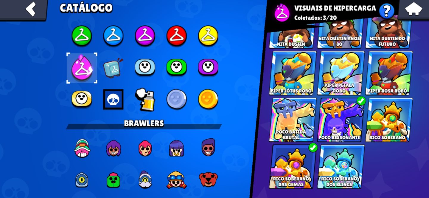 Conta de brawl 12 k de trofeus e 78 brawlers 17 hiper