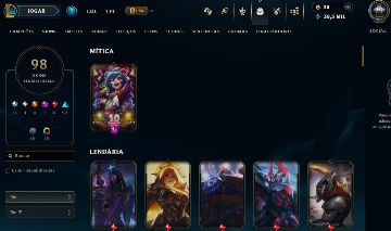 FULL ACESSO - 98 SKINS - TODOS CAMPEÕES - LEVEL 203 - 38 MIL ESSENCIA AZUL