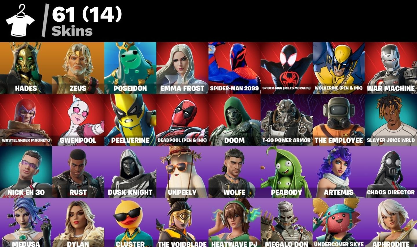 Conta Fortnite 61 SKINS/ MARVEL/SPIDER-MAN MILES MORALES & 2009/ NICK E 30