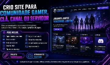 Crio Site para Comunidade Gamer, Clã, Canal ou Servidor