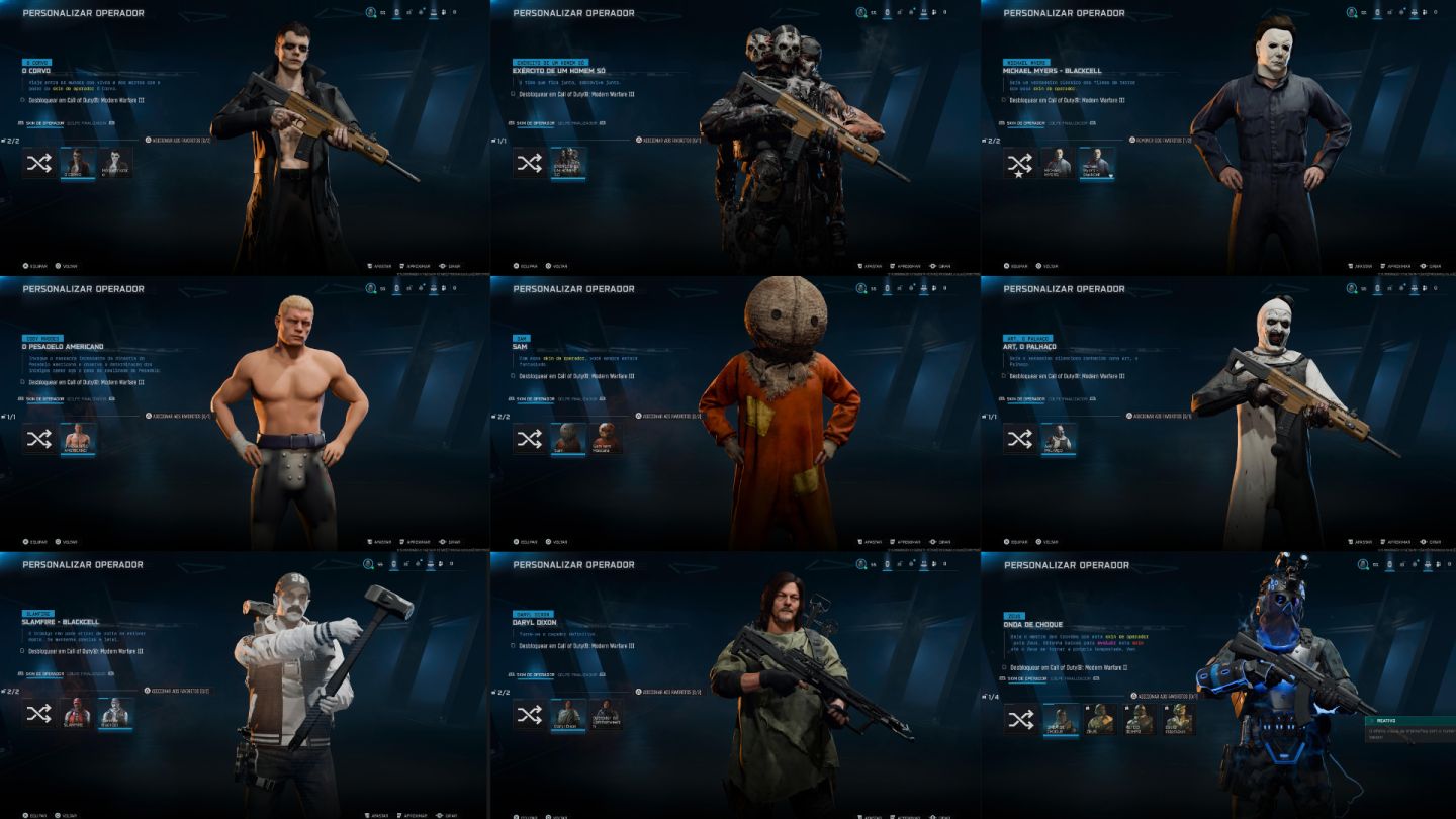 CONTA WARZONE VÁRIAS SKINS TRYHARDS, TERRIFER, SMILE, BALLERINA, CORVO E ETC.