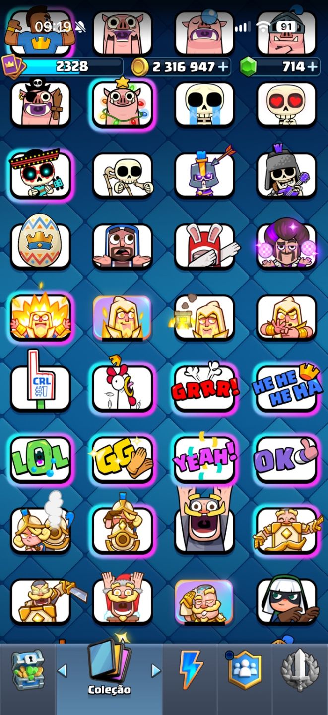 CLASH ROYALE | CONTA FULL MAX 16 | 123/123 CARTAS | 43/43 EVOLUÇÕES | 172 EMOTES