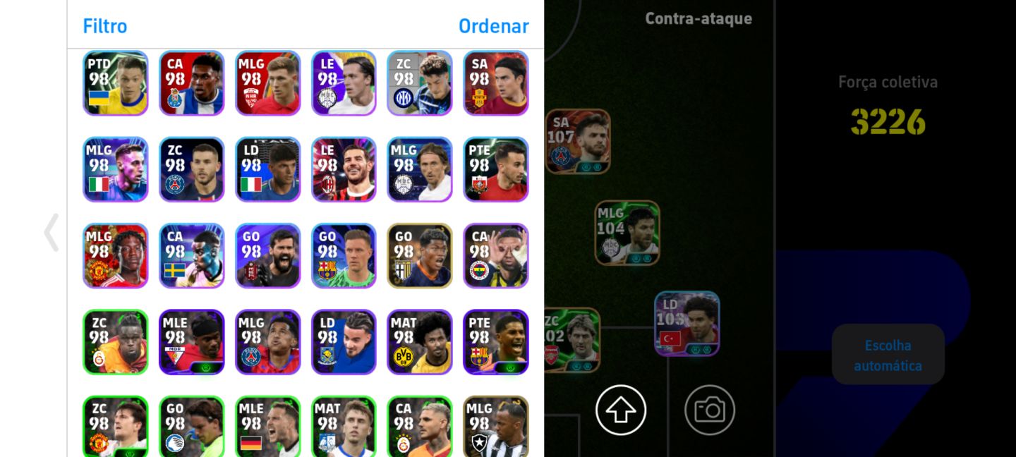 Conta de efootball, com 3226 de força, com vários técnicos,uniformes e etc