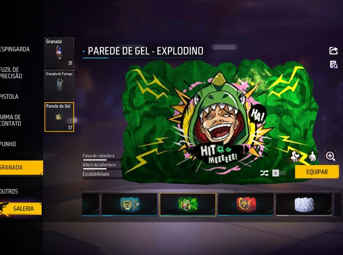 CONTA FREE FIRE COM VARIAS SKINS (UMP VERMELHA, CABELO ROSA, SOMBRA ROXA)