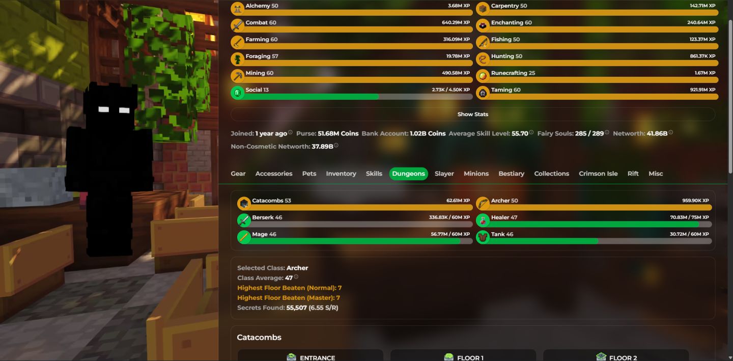 Conta Hypixel SkyBlock Endgame | 41.86B Networth | Level 588 | Skill avg 57