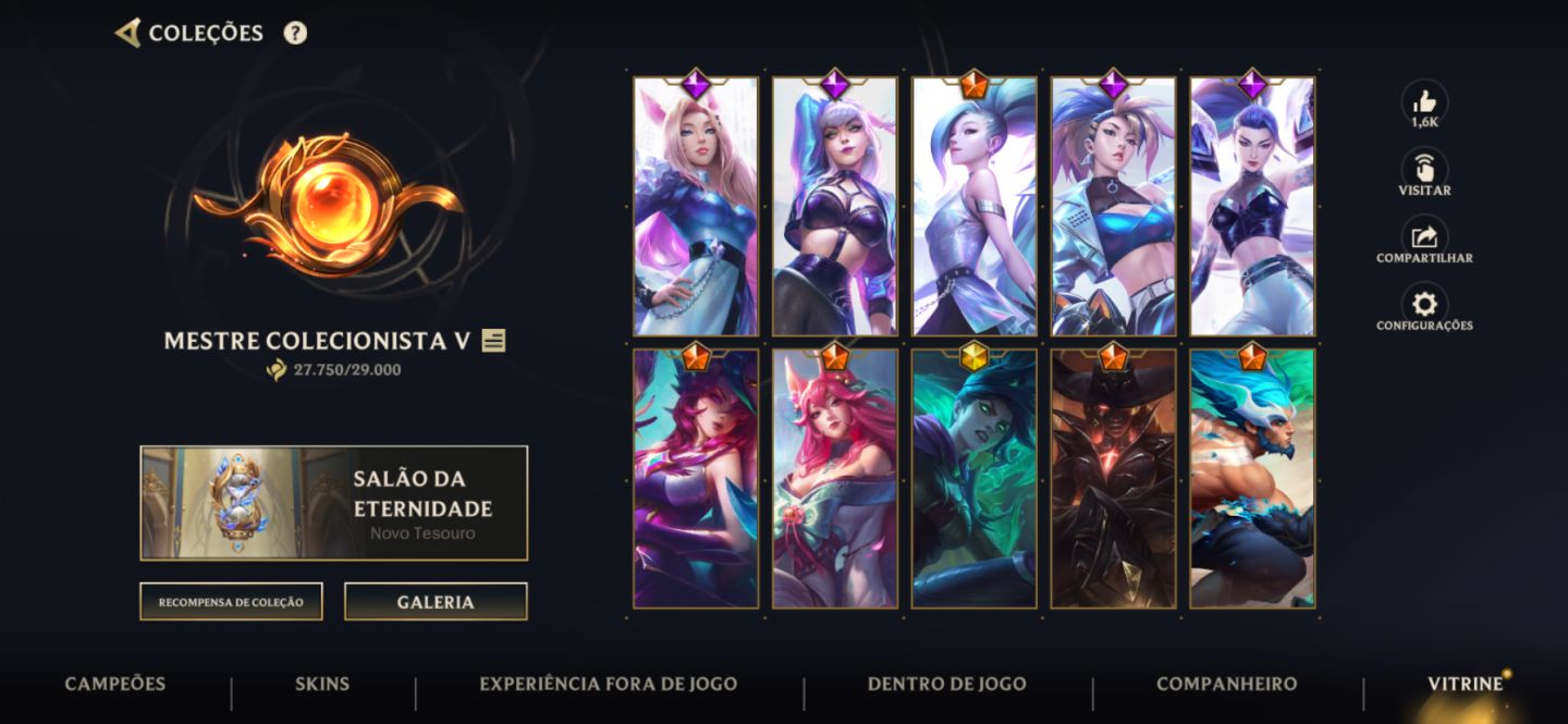 Conta Wild Rift com 125 skins e todas do passe ranked