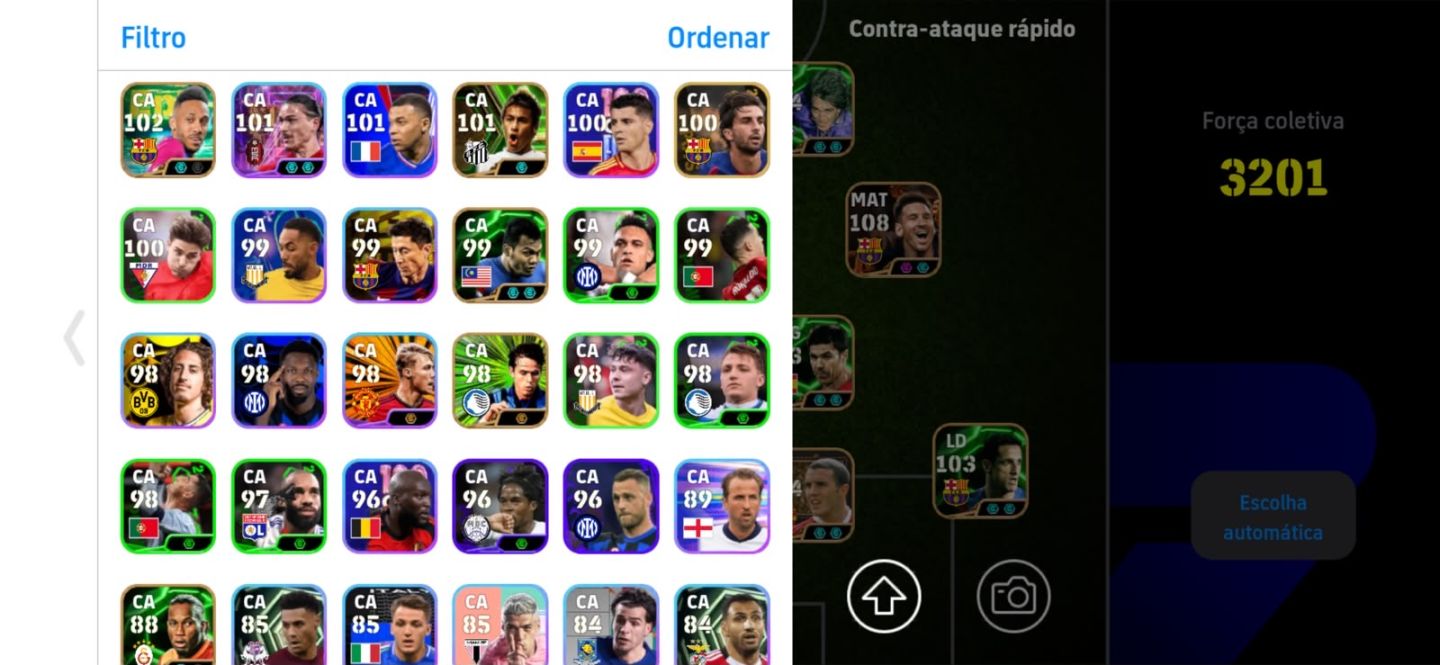 Conta efootball com MESSI DO TRIO MSN+MATHAUS++BATISTUTA E COMPANHIAS