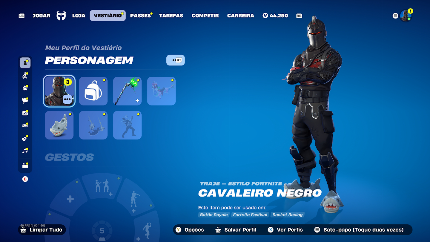 Conta de Fortnite rara com cavaleiro negro, salve o mundo e 44.250 vbucks