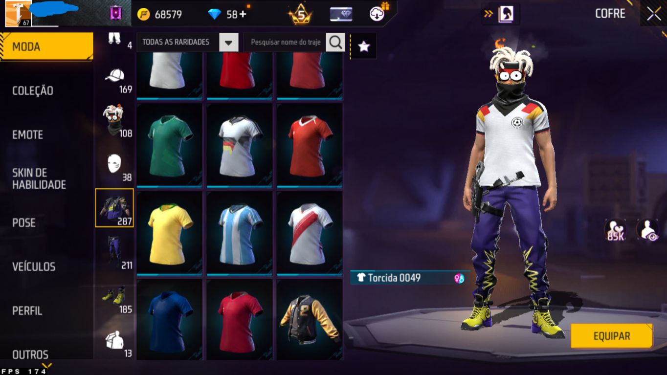 Conta de freefire nivel 67