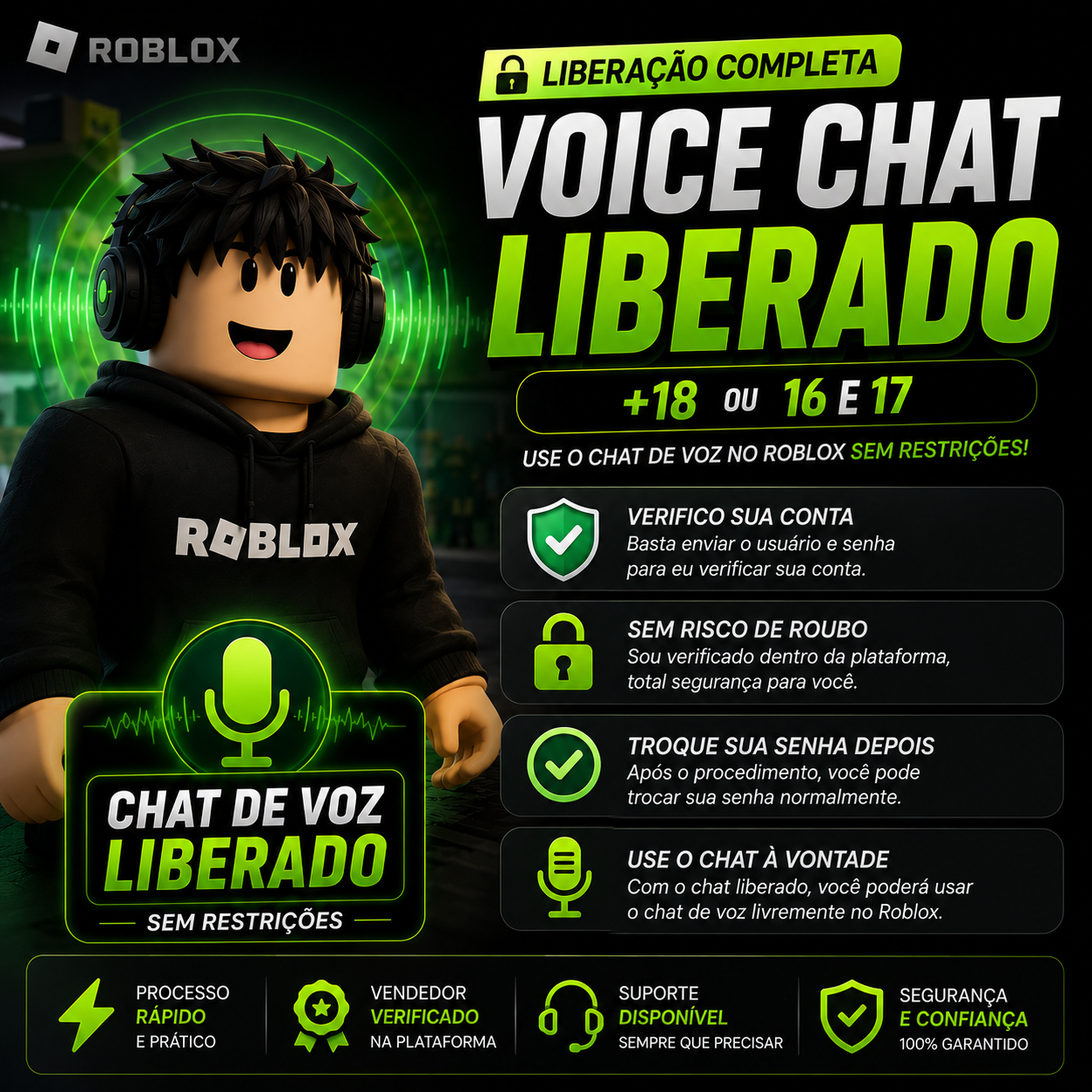 CHAT DE VOZ / CHAT LIBERADO NO ROBLOX