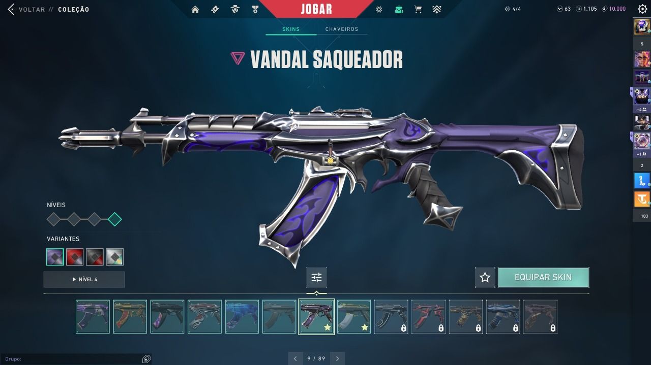 CONTA VALORANT, atualmente platincom muitas skins.