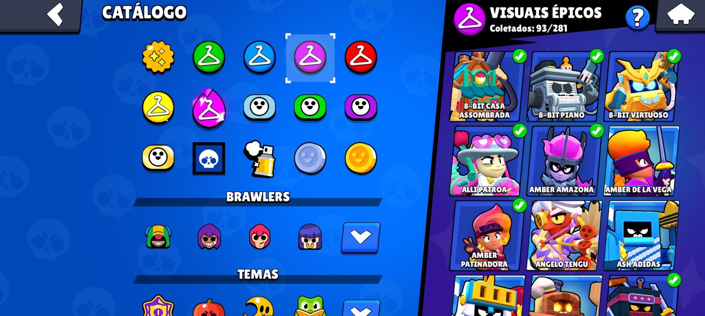 Possui todos os brawlers, mais de 265 skins, 30 brawlers full, Full acesso!!