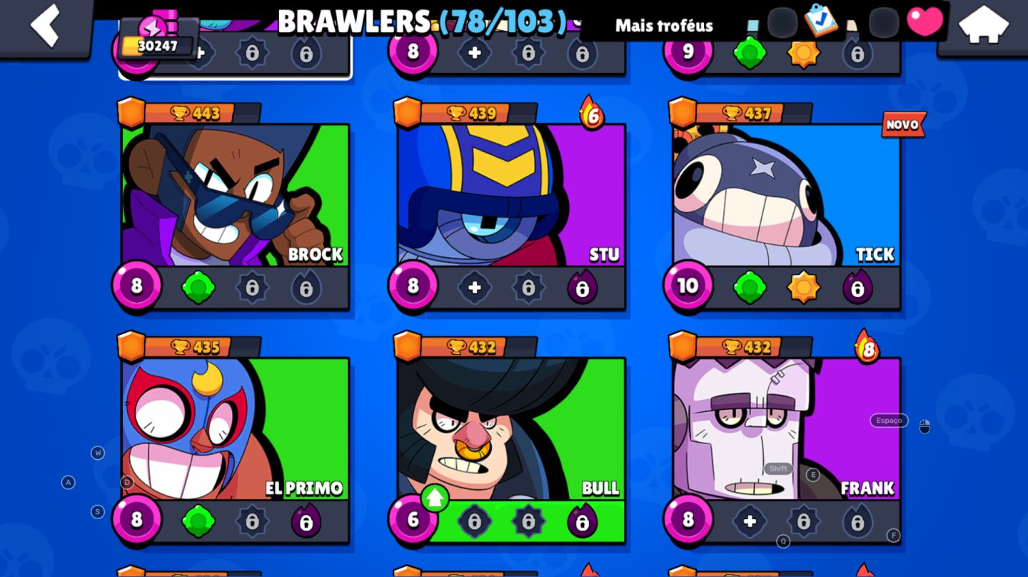 Conta Brawl Stars 30K Troféus | 78 Brawlers | 106 Skins