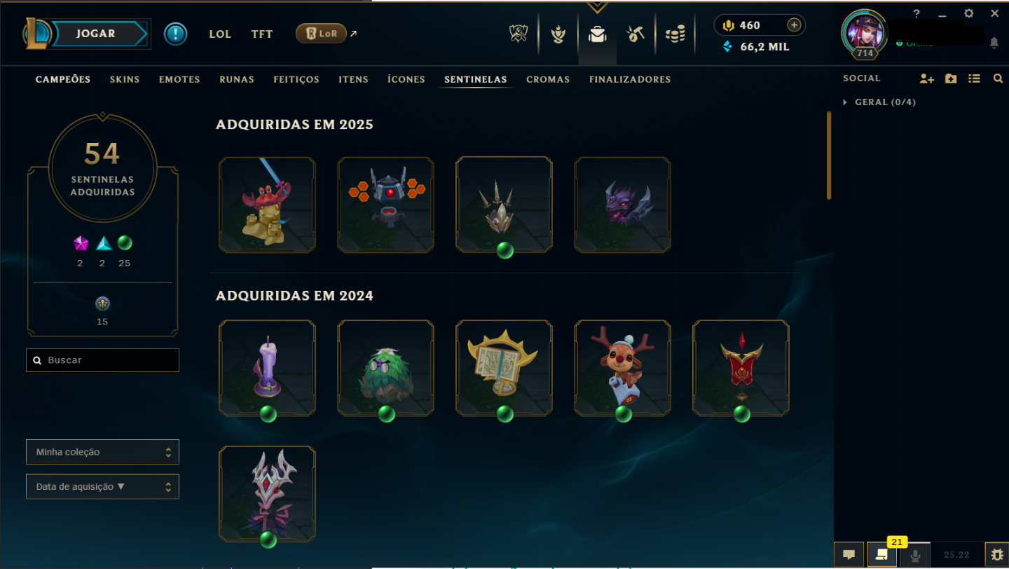 Conta LoL LvL 714, 326 skins, 428 ícones, todos os champions - League of Legends
