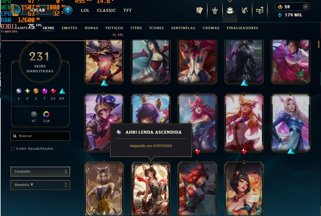Conta lol Ahri lenda ascendida, ahri termas noturnas do florescer espiritual