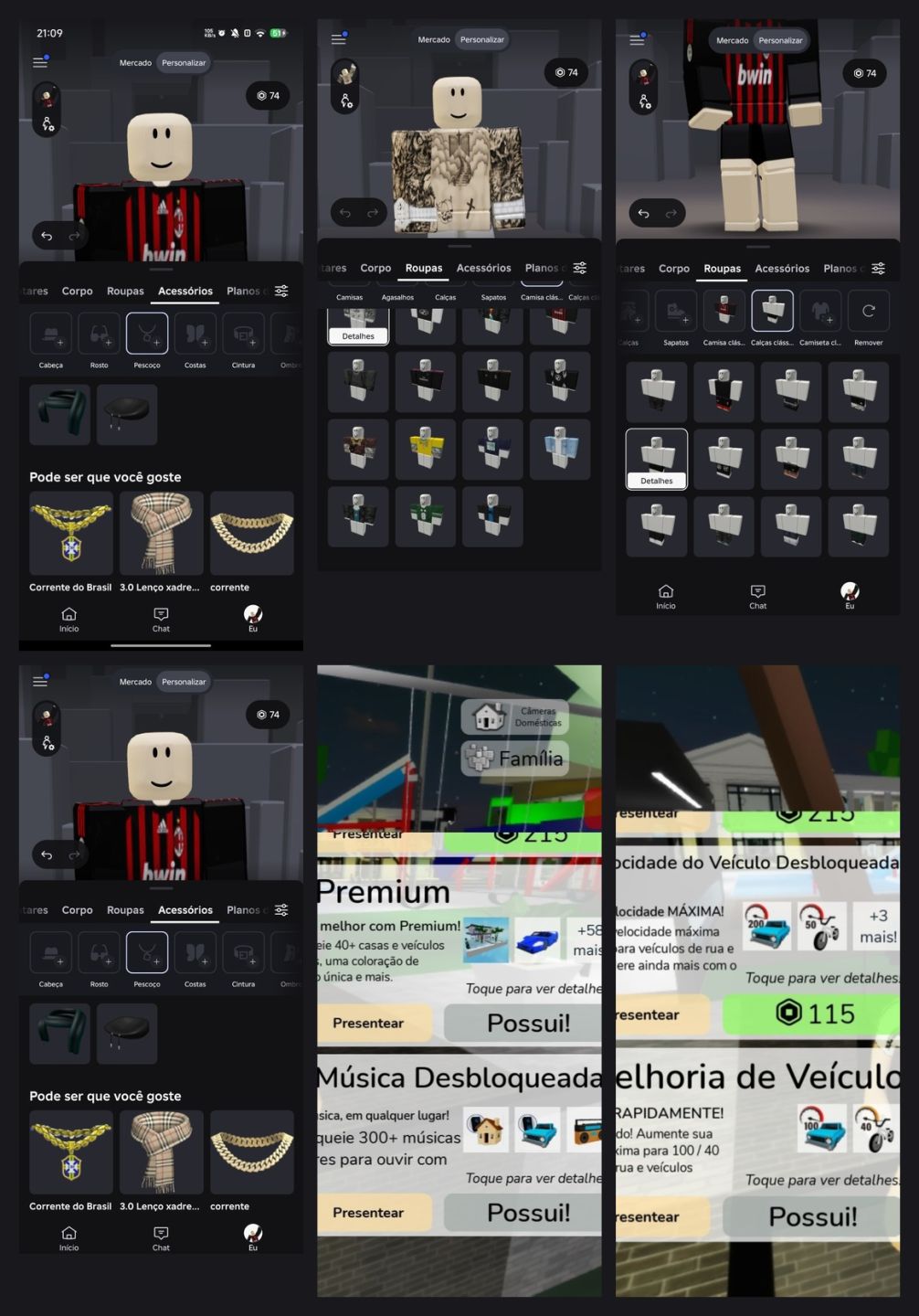 CONTAS DE ROBLOX MASCULINA E FEMININA