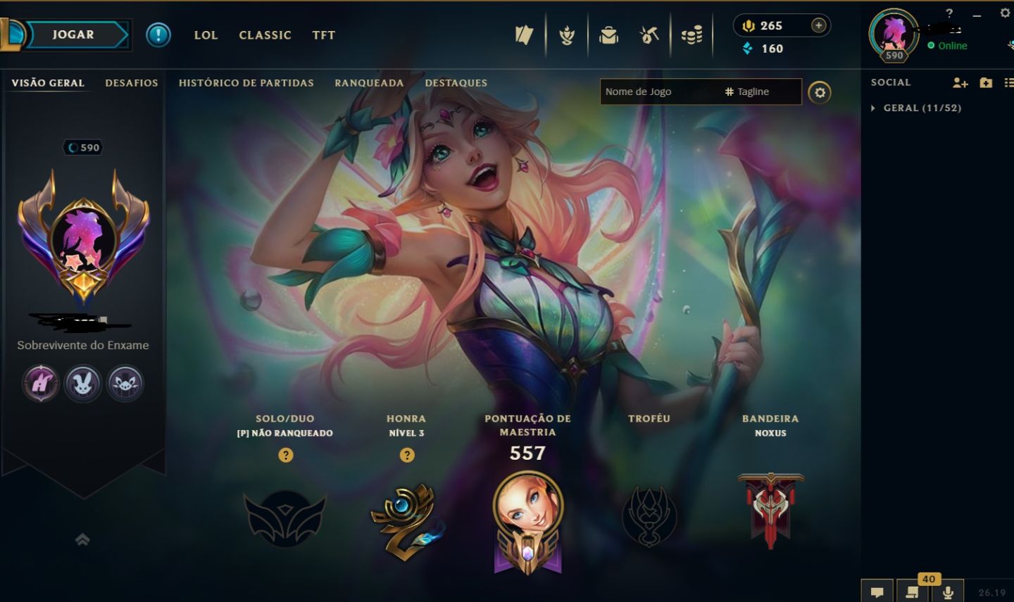 Conta Lol Feminina Desde 2014, Main Sup e Adc, Skins Fofas, valor negociável