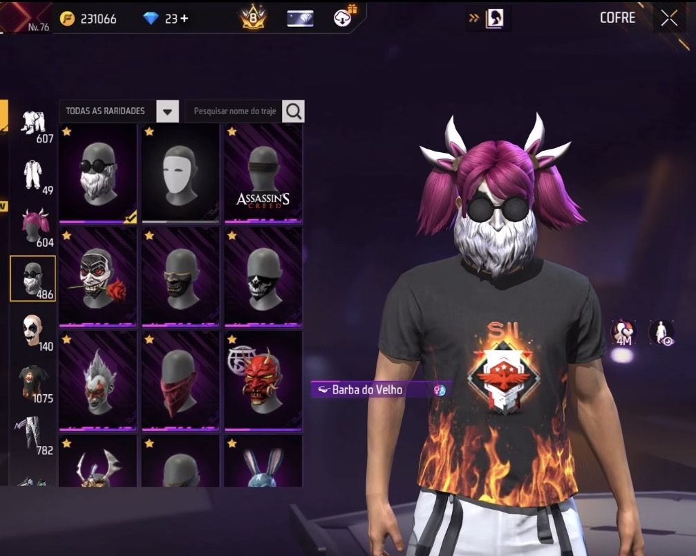 CONTA FREE FIRE ANTIGA EXTREMAMENTE RARA E GEMADA +1000 peitas PRIME 8