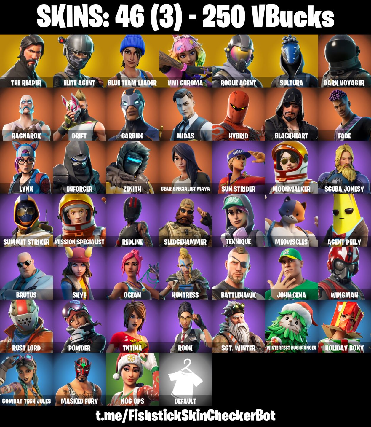 Conta Fortnite com The Reaper | Elite Agent | Blue Team Leader e 46 Skins
