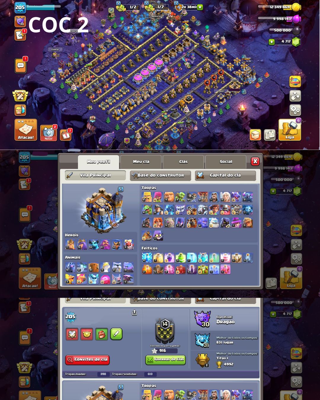 (PROMOÇÃO) CONTAS CLASH OF CLANS CV 9, 10, 12, 13, 15, 16, 17, 18