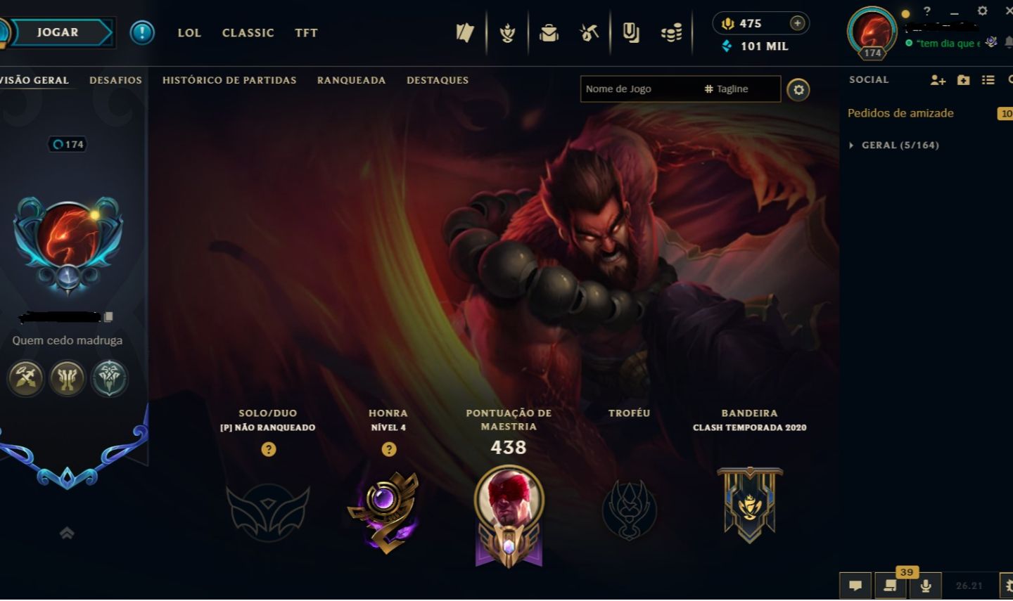 CONTA LOL S4 - LVL 174 - SEM ELO NA SEASON ATUAL