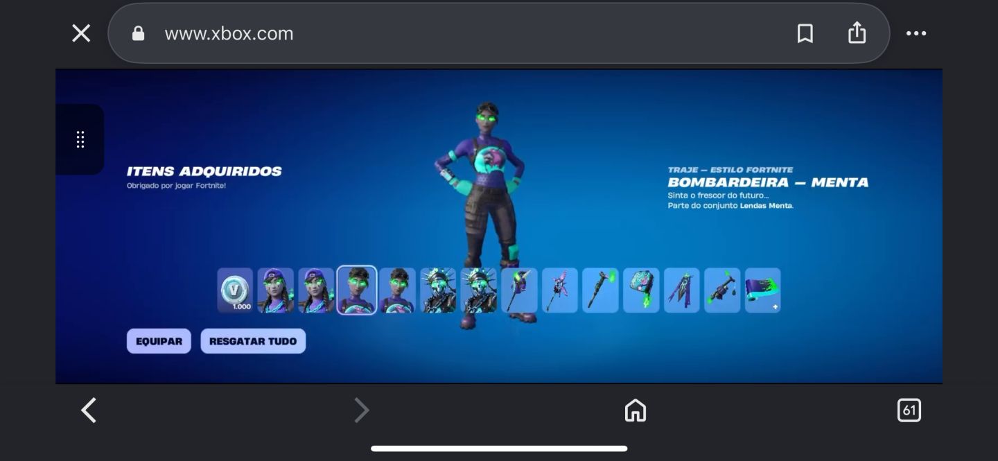 PACOTÃO LENDAS MENTA + 1000 V-BUCKS - CÓDIGO UNIVERSAL