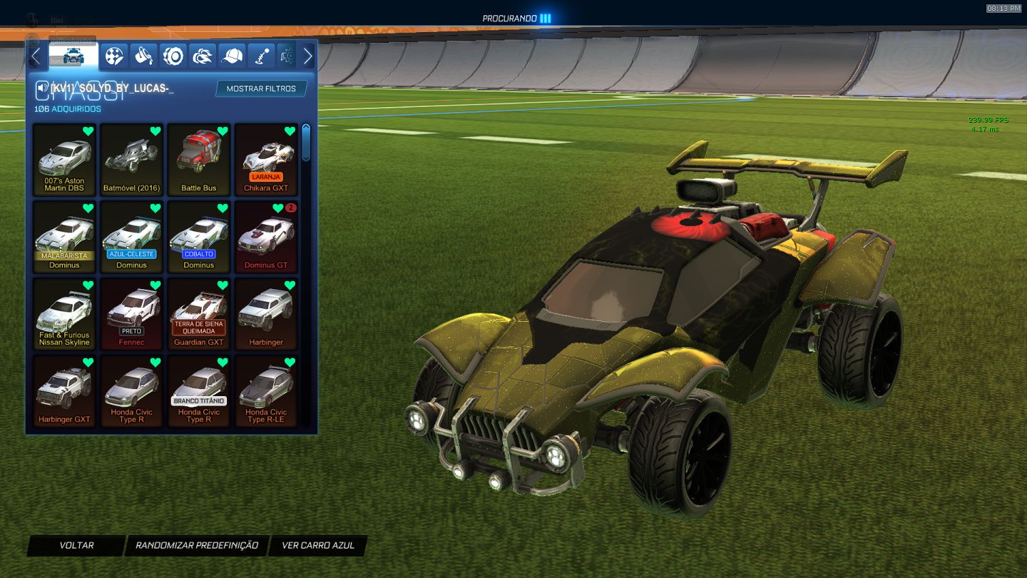 CONTA EXCLUSIVA ROCKET LEAGUE SKYLINE+BATMOVEL+TAGS GRAND CHAMPION+LEVEL2500+BIO