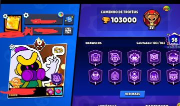 Conta Brawl Stars. 100k Troféus, Mestre, Criação 2020. "Conta F2P"