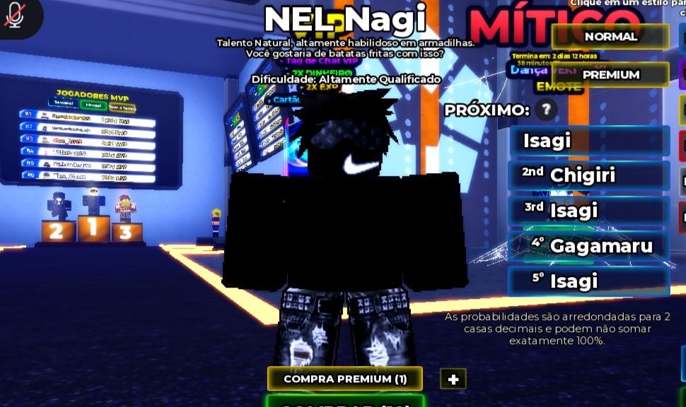 Conta de BLUE Lock com nel nagi e fluxo do imperador