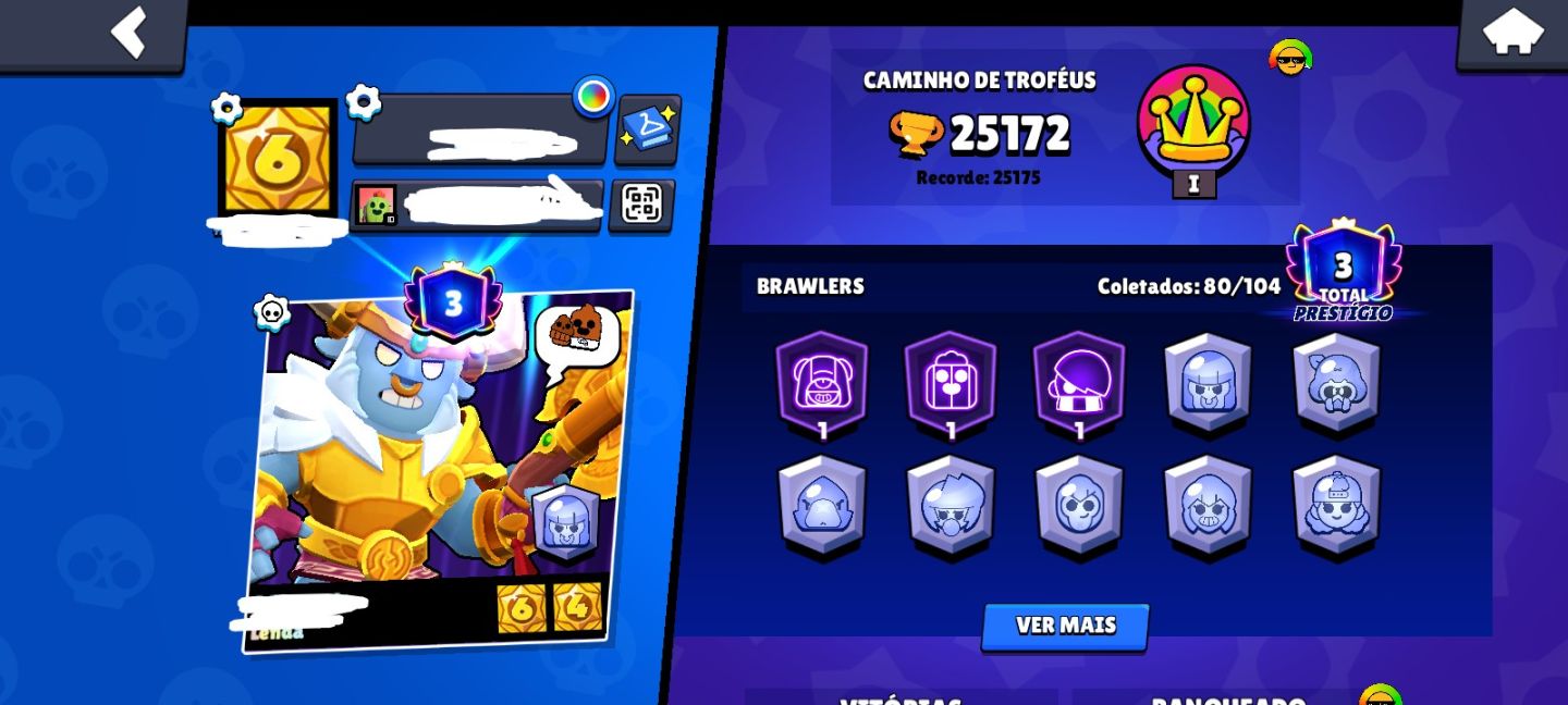CONTA BRAWL 25.172 TROFÉUS | 80/104 BRAWLERS | 9 LENDÁRIOS