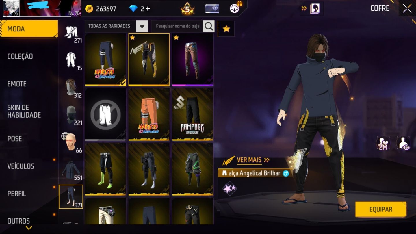 Conta de Free fire Gemada Rara com ump Roxa e XM8 ROXA