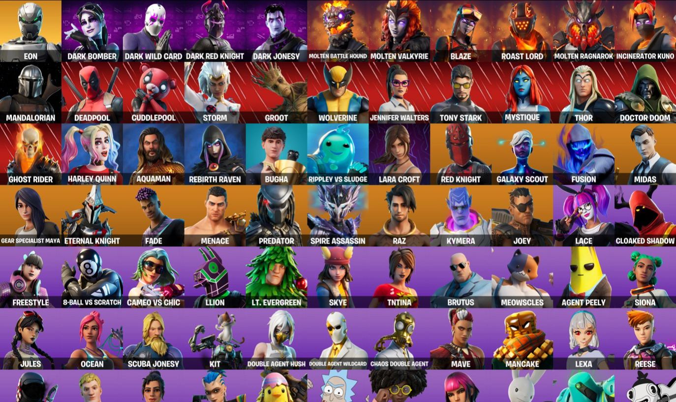 CONTA FORTNITE 106 SKINS EON FULL BUNDLE - MIDAS - PASSMARVEL - RAVENA -TRYHARD