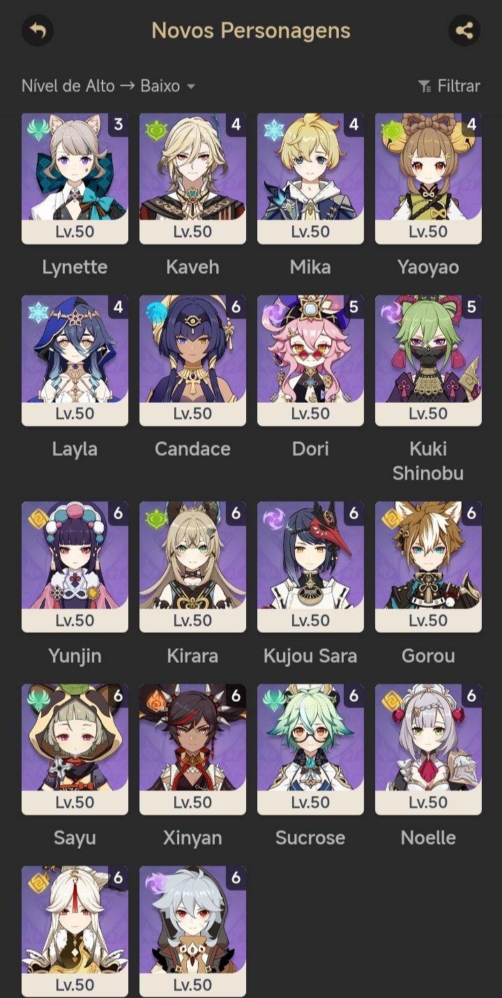 Conta Genshin AR 60 End Game, Conta Antiga + Personagens Meta