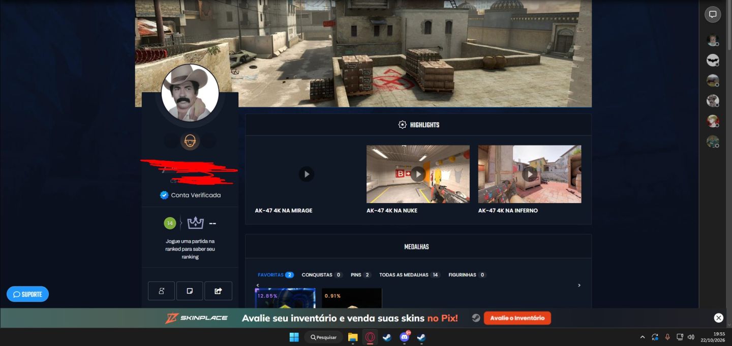 CONTA CS2 PREMIER + GC + FACEIT - TRUST FACTOR VERDE