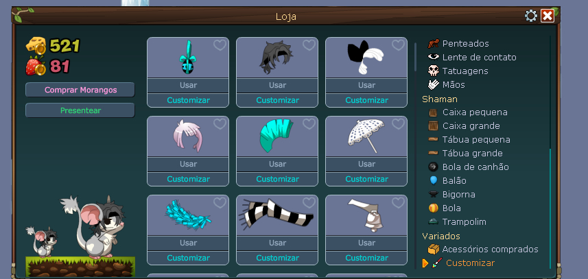 CONTA DE TRANSFORMICE COM PELOS E ACESSÓRIOS COSTUMIZADOS